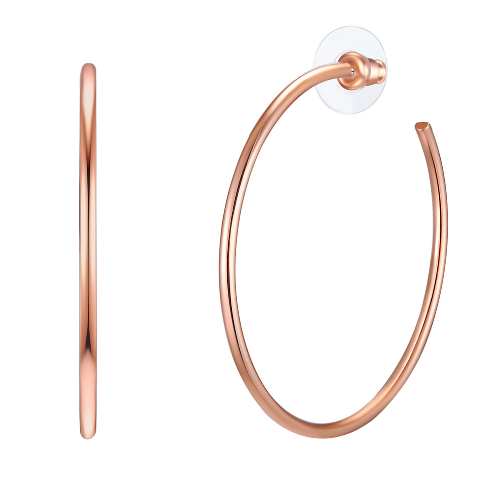Boucles D'oreilles Créoles Soul-Cats | Ø 50mm | Style Années 80 | Métal Blanc | Lot De 2